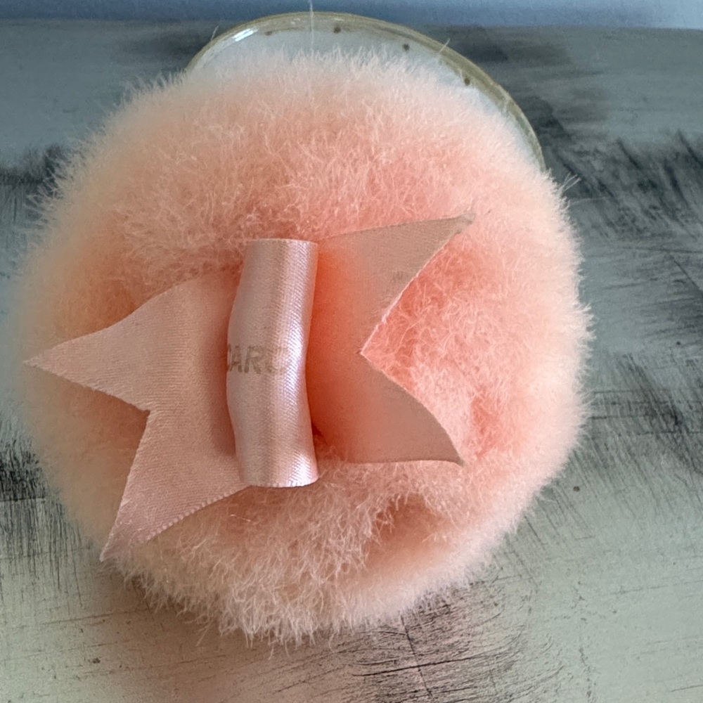 Caron Paris Apricot Fluffy Powder Puff with Satin Bow